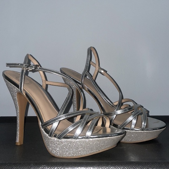 Strappy Platform Sparkle Heels - Picture 1 of 7